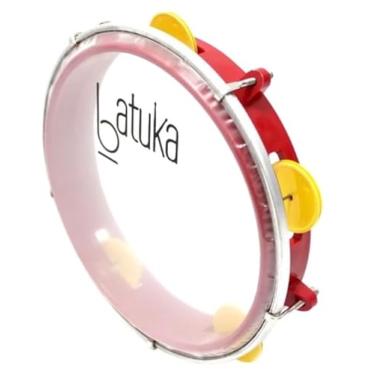 Imagem de Pandeiro 8 Abs Baby Garra Fixa Vermelho Plat Abs Pele Cristal Prata 05 Afin Sples - Batuka - Luen
