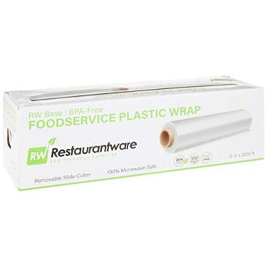 Imagem de Base RW 30,5 cm x 2000 metros de envoltório, 1 rolo de filme de aderência seguro para micro-ondas – Com cortador deslizante removível, livre de BPA, película de plástico transparente para embrulhar alimentos, vedação segura e mantém a comida fresca – Restaurantware