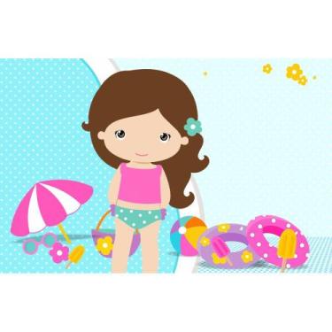 Imagem de Painel De Tecido Sublimado Pool Party Cute - Fabrika De Festa, 300x170