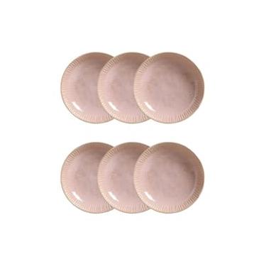 Imagem de Conjunto de Pratos Fundos Porto Brasil Linhas Litchi Rosa Claro 830ml - 6 Peças