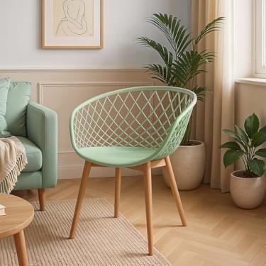 Imagem de Kit 4 Cadeiras Poltrona Clarice Sidera Nest Web Com Apoio De Braço Verde - Lianto Decor