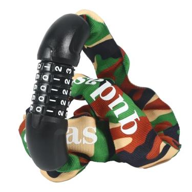 Imagem de Qudas Cadeado de bicicleta de marca alemã: Cadeado de corrente de bicicleta antifurto de combinação de 5 dígitos de alta segurança - trava de bicicleta sem chave resistente de 1 m para bicicleta