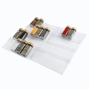 Imagem de Organizador de gaveta de especiarias, 8 peças, organizador de especiarias de acrílico transparente, expansível de 28 a 55 cm, organizadores de temperos de cozinha para gavetas de cozinha, recipientes
