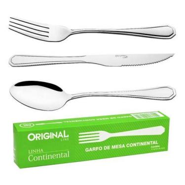 Imagem de Jogo Garfo Faca Colher Inox 18 Peças Restaurante Buffet Faqueiro Talhe