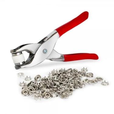 Imagem de Kit Alicate Aplicador com 100 Botões de Pressão – Ideal para Roupas de Bebê, Artesanato e Personalização