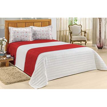 Imagem de Cobre Leito Vivance Casal 3 Peças Mellindre Vermelho Padrão Tecido