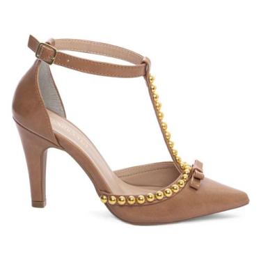 Imagem de Sapato Scarpin Caramelo Dourado Salto Alto Elegante - Torricella, 37, 