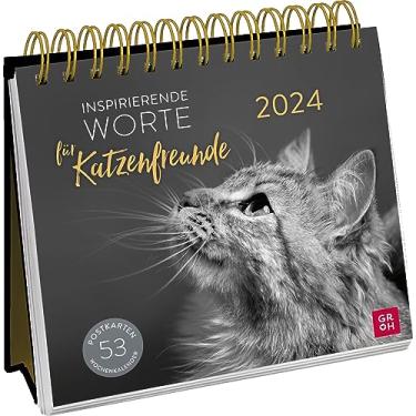 Imagem de Postkartenkalender 2024: Inspirierende Worte für Katzenfreunde: Wochenkalender zum Aufstellen, Tischkalender mit Spiralbindung und 53 Postkarten zum Heraustrennen