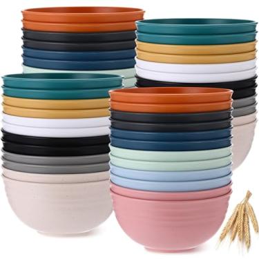 Imagem de Eccliy 24 tigelas de cereais inquebráveis de 680 g, tigelas de plástico reutilizáveis leves para cozinha, fibra de palha de trigo, segura para micro-ondas e lava-louças, para salada de ramen