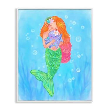 Imagem de Stupell Industries Arte giclée emoldurada branca Sweet Mermaid Love, design de Stephanie Sanchez, 20 x 16