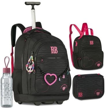 Imagem de Kit Completo Mochila Rodinha RB Grande Rebecca Bonbon Escola, Preto