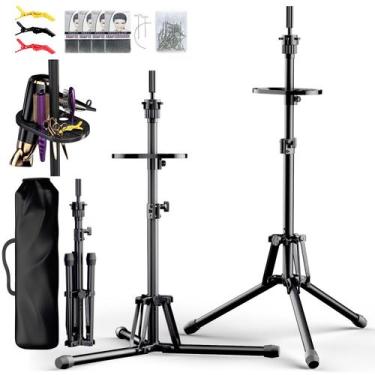 Imagem de Tripé de suporte de peruca GSOW de metal reforçado ajustável 31-57 cm