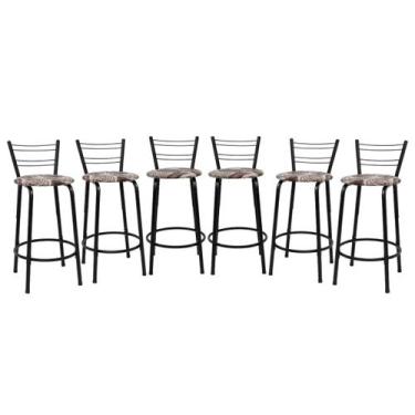 Imagem de Kit 6 Banco Para Balcão Ilha Bistrô Banqueta Flórida Preta 60cm Bar Co