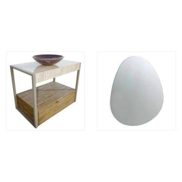 Imagem de Gabinete Galatas 71,2 Cm Espelho Organico 53 X 70 Cm Branco / Bege