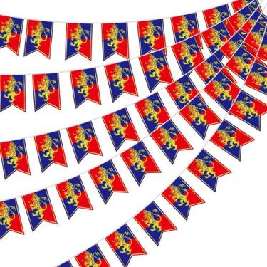 Imagem de Decorações de festa Hestya Medieval Bunting, 5 peças de 15 m com leão