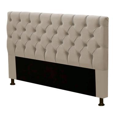 Imagem de Cabeceira Cama Box Casal Cristal 140cm Corino Bege Areia - Desk Design