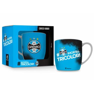 Imagem de Caneca Porcelana Premium BrasFoot Grêmio 04 #Imortal Tricolor 360 ML Urban Licenciada Branco
