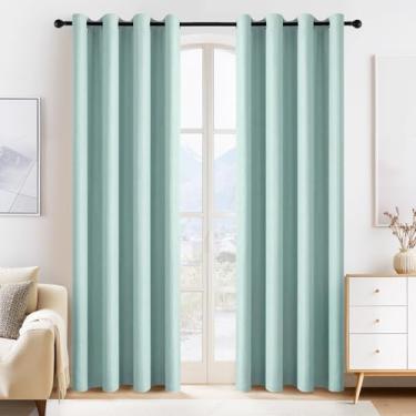 Imagem de PONY DANCE Cortinas blackout Aqua 203 cm de comprimento, conjunto de 2 painéis, cortinas de armário com ilhós sólidos com isolamento térmico para porta de armário de quarto, cortinas divisórias de