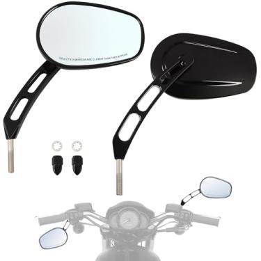 Imagem de WOWTK Espelhos de montagem no guidão, espelhos retrovisores do lado esquerdo e direito para modelos Harley, para CVO Dyna Electra Glide Road Glide Road Glide Road King Softail Street Glide Sportster