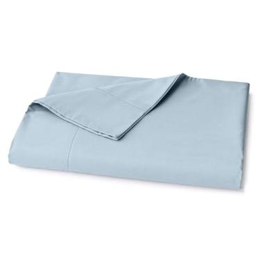 Imagem de Lane Linen Lençol de cima king size 100% algodão orgânico (274 x 264 cm) - lençol de cima king super macio 100% algodão - lençol de cama de algodão leve e durável - azul francês