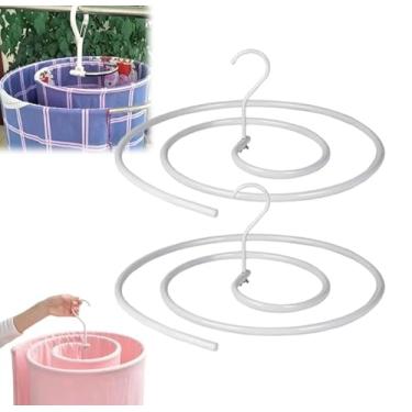 Imagem de Prateleira de secagem em espiral de aço inoxidável, resistente à ferrugem, prateleira de lavanderia interna e externa com economia de espaço para colchões, capas de sofá, montagem sem ferramentas