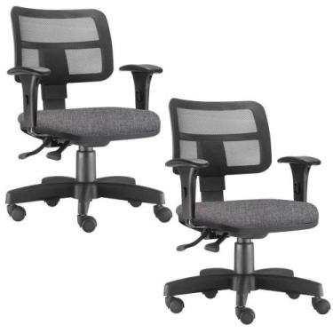 Imagem de Kit 2 Cadeiras Giratória Zip Escritório Cinza Escuro - LYAM DECOR