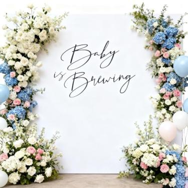 Imagem de Placa de madeira Baby is Brewing para pano de fundo - chá de bebê/revelação de gênero/suprimentos de decoração de festa de aniversário, decoração de parede, sinal temático de fabricação de cerveja