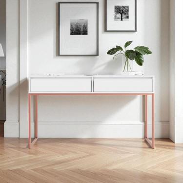 Imagem de Aparador Nobre Pés Em Metal Moderno Estilo Industrial - Branco Cobre Branco Cobre