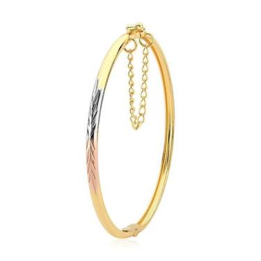 Imagem de Bracelete Fino Redondo Diamantado com Fecho Folheado a Ouro 18k - Mais