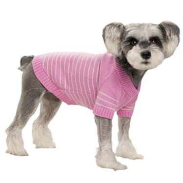 Imagem de Suéter de malha para cães, 1 peça de suéter de gato e filhote de cachorro, roupas quentes de inverno para gatos, cães pequenos, chihuahua, buldogue, pug, beagles, dachshund yorkie (rosa, grande)