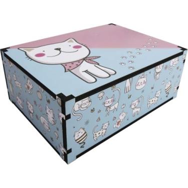 Imagem de Caixa Organizadora e Presente em MDF 23x17x9 cm “Gatinho” – Caixa Decorativa com Estampa Vinílica