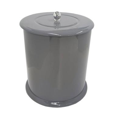 Imagem de Lixeira Banheiro Mdf Redonda 6 Litros Cinza Escuro Cinza
