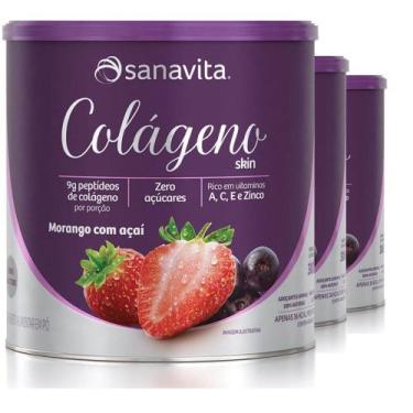 Imagem de Kit 4un Colágeno Skin - Sanavita - Morango com Açaí - 300g
