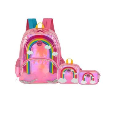 Imagem de Kit Arco Íris Mochila Costas + Lancheira + Estojo Box - Up4you