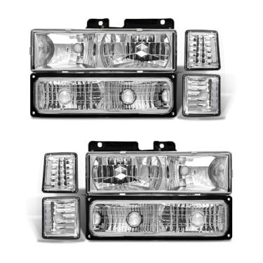 Imagem de ADCARLIGHTS Conjunto de faróis 94 95 96 97 98 Chevy Suburban /95-99 Tahoe para 1994-1998 Obs Chevy Silverado/C10 Pickup/C/K 1500 2500 3500 Caminhão Cromado Carcaça Farol Esquerda + Direita Pares