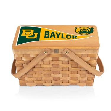 Imagem de PICNIC TIME Cesta de piquenique pessoal NCAA Baylor Bears Poppy, lancheira isolada, lancheira retrô, (bege)