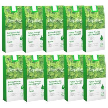 Imagem de Kit 10 Caixas Folhas Prontas Cera Depilatória Depilação Facial Depilfl