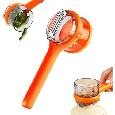 Imagem de Descascador de frutas e vegetais com caixa de armazenamento, descascador com recipiente, descascador de legumes com coletor, descascador multifuncional de aço inoxidável dupla face fácil de limpar