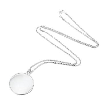 Imagem de Colar de lupa com pingente de lente de leitura e pingente de joia (prata)
