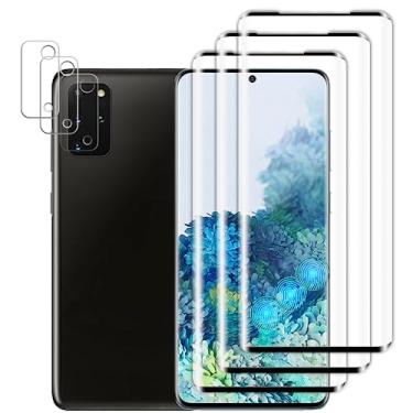 Imagem de Tzstz 3 + 3 peças de protetor de tela de vidro temperado para Samsung Galaxy S20 Plus, protetor de tela de cobertura total 3D, sem bolhas, antiarranhões, película protetora de tela HD