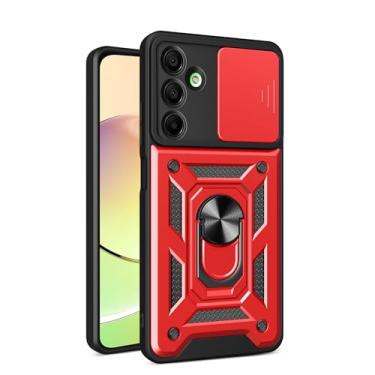 Imagem de RKINC Capa para Samsung Galaxy A16 5G com capa deslizante para câmera e anel giratório com suporte de grau militar à prova de choque com suporte magnético para carro, vermelho
