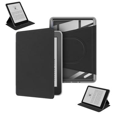 Imagem de GUKSRASO Capa para Kindle 11ª Geração (6", 2024/2022) – 360° Giratória, Capa Magnética Removível, Suporte Ajustável, Traseira Transparente, Auto Ligar/Desligar