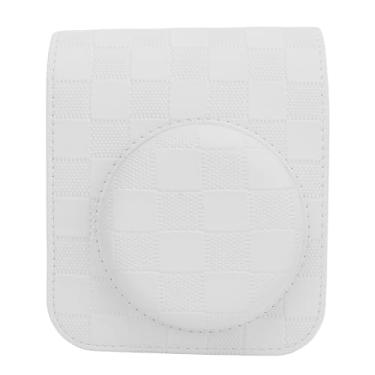 Imagem de Cryfokt Capa de Câmera Instantânea Xadrez Xadrez Vintage para Mini 12 Bolsa de Armazenamento de Viagem Com Alça de Ombro para Fuji Mini12 (Branco)
