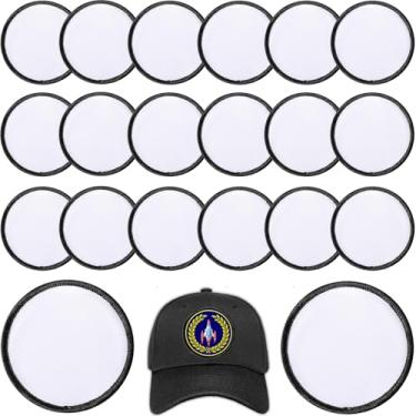 Imagem de iFForce Adesivos redondos de sublimação para passar a ferro, borda preta, tamanho grande, adesivo forte, artesanato DIY, pacote com 20
