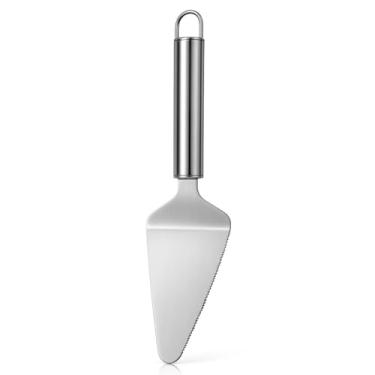 Imagem de Espátula Corte Bolo Pudim Doces Tortas Sobremesas em Aço Inox 26cm Cabo Ergonômico com Furo para Pendurar Lâmina Serrilhada Utensílio Cozinha Premium