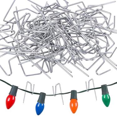 Imagem de Fovths 60 peças de ganchos de grade de calha de Natal ganchos de arame de metal ganchos de enfeite cabides de metal para luzes externas de Natal calhas com protetor de folha de malha