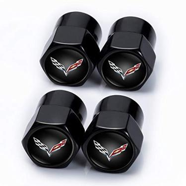 Imagem de Tampas de haste de válvula de pneu de carro de metal de substituição para Corvette C1 C2 C3 C4 C5 C6 C7 C8 Racing 1LT 2LT 3LT Veículos Tampas de roda de carro acessórios de carro