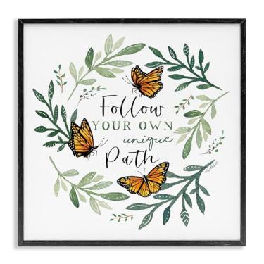 Imagem de Stupell Industries Follow Unique Path Butterflies Gray Framed Giclee Art, design por Elizabeth Tyndall, 61 x 61 cm