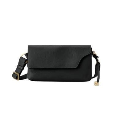 Imagem de DANEAULT Bolsa tiracolo com cinto de pedrinhas - The Kim - Bolsa para cinto de couro - RFID e fecho magnético - macia e versátil - Bolsa feminina, Preto, Bolsa transversal com cinto de pedras