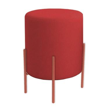 Imagem de Puff Orgânico Boucle Thor Com Pés De Ferro Rosê - 7 Decor Vermelho